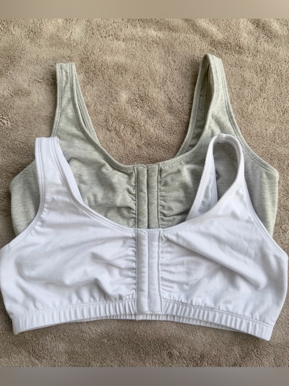 Fruit of the Loom Front-Closure Bras - White & Light Gray